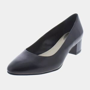 ALFANI Black Leather Pumps Size 7 Step N Flex Dahlia Chunky Heels Office Classic